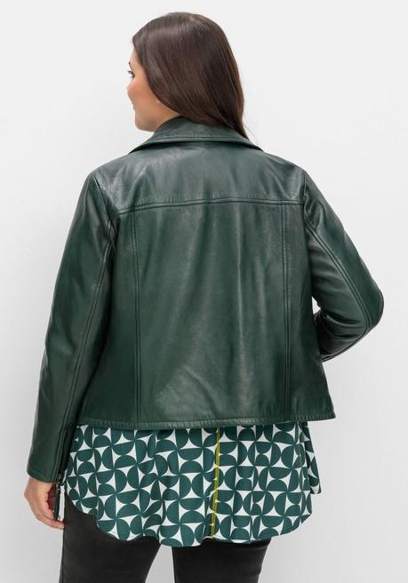 sheego Kurze Lederjacke aus Lammnappa, im Biker-Stil - tiefgrün sheego Bestseller