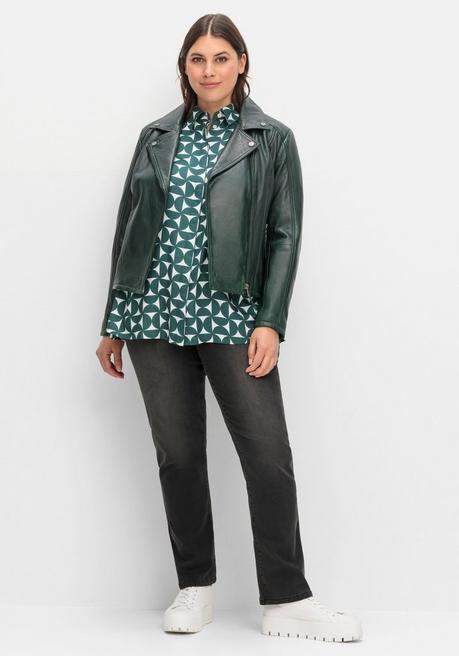 sheego Kurze Lederjacke aus Lammnappa, im Biker-Stil - tiefgrün sheego Bestseller