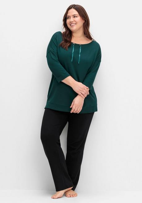 sheego Oversized-Shirt mit Bindebändchen - tiefgrün sheego Saisonale Angebote