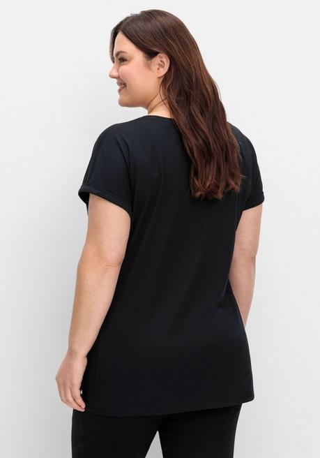 sheego Oversize-Shirt in Colourblocking-Optik - tiefgrün sheego Räumungsverkauf