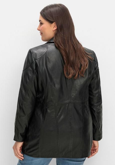 sheego Lange Lederjacke aus Lammnappa, mit Reverskragen - schwarz sheego Kauf eins, bekomm eins gratis