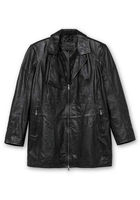 sheego Lange Lederjacke aus Lammnappa, mit Reverskragen - schwarz sheego Kauf eins, bekomm eins gratis