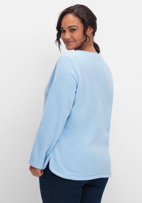 sheego Fleeceshirt mit abgerundetem Saum - eisblau sheego VIP-Rabatte