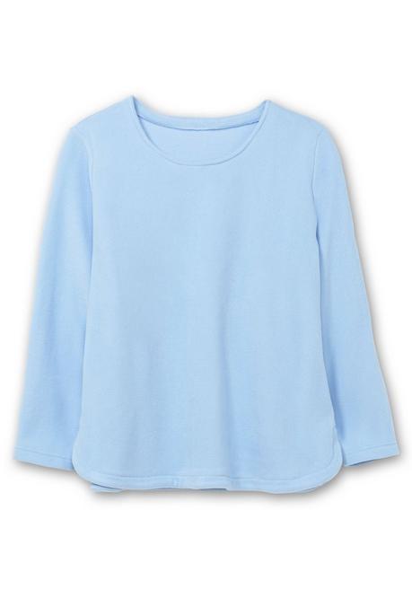 sheego Fleeceshirt mit abgerundetem Saum - eisblau sheego VIP-Rabatte