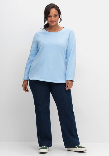 sheego Fleeceshirt mit abgerundetem Saum - eisblau sheego VIP-Rabatte
