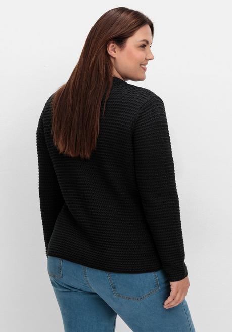 sheego Grobstrickjacke mit Stehkragen und Taschen - schwarz sheego Tiefpreis