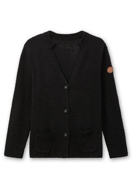sheego Grobstrickjacke mit Stehkragen und Taschen - schwarz sheego Tiefpreis