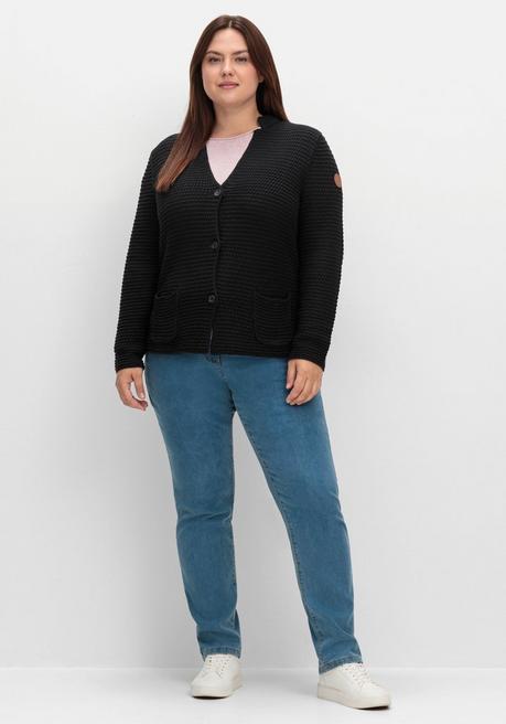sheego Grobstrickjacke mit Stehkragen und Taschen - schwarz sheego Tiefpreis
