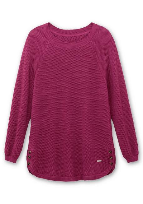 sheego Pullover im Strukturstrick, mit Zierknöpfen seitlich - magenta sheego Wochenangebot