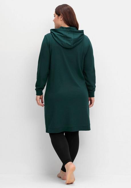 sheego Kniefreies Kapuzensweatkleid mit Kängurutasche - tiefgrün sheego Letzte 2 Tage