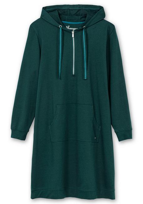 sheego Kniefreies Kapuzensweatkleid mit Kängurutasche - tiefgrün sheego Letzte 2 Tage