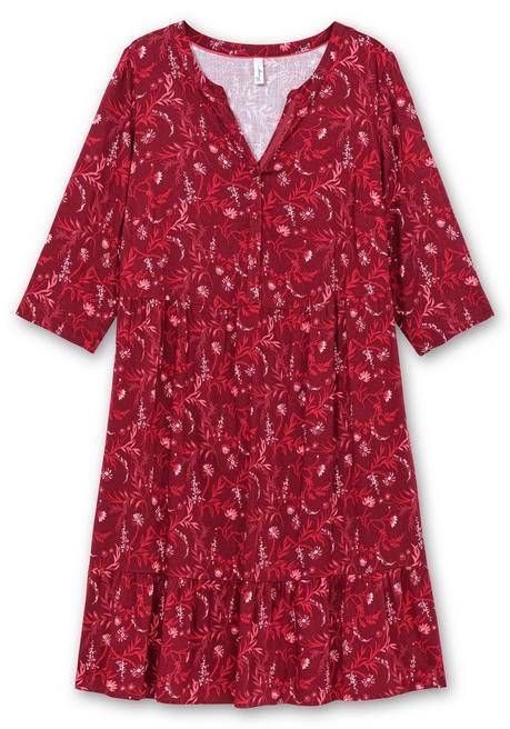 sheego Hängerkleid in leichter A-Linie, mit 3/4-Ärmeln - dunkelrot gemustert sheego Letzter Tag