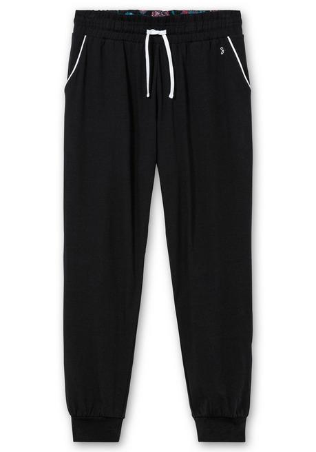 sheego Lange Schlafhose mit schmalem Bein und Kontrastdetails - schwarz sheego Bis zu 50% Rabatt
