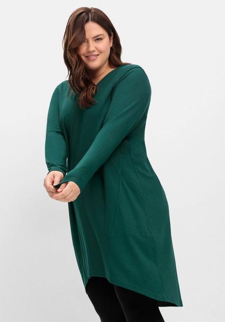 sheego Kleid aus Interlock, mit verlängerter Rückenpartie - tiefgrün sheego Bis zu 65% Rabatt