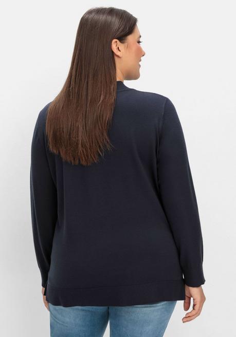 sheego Pullover mit geripptem Stehkragen - tiefblau sheego Nur für heute
