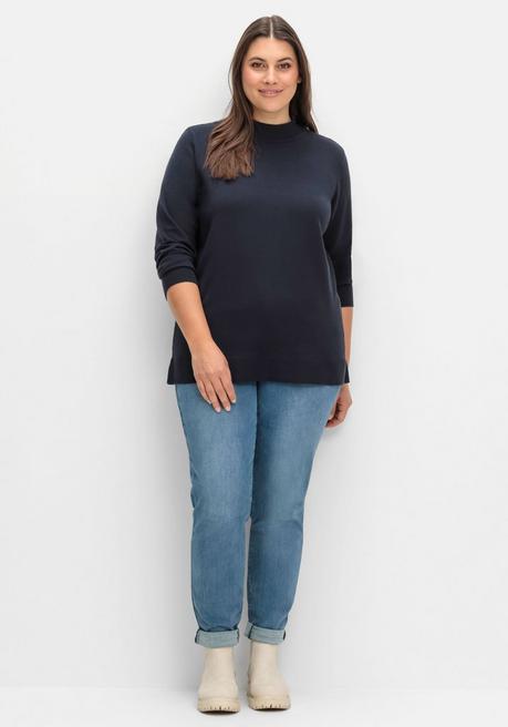 sheego Pullover mit geripptem Stehkragen - tiefblau sheego Nur für heute