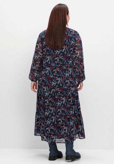 sheego Chiffonkleid in Maxilänge, mit Alloverprint - tiefblau gemustert sheego Discount Store für neue Produkte