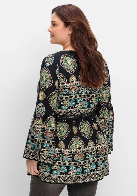 sheego by Joe Browns Longbluse im Ethno-Stil, mit Crochet-Spitze - schwarz gemustert sheego 50% Rabatt mit kostenlosem Versand