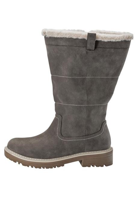sheego Weitschaftstiefel in Veloursleder-Optik - taupe sheego Clearance-Verkauf