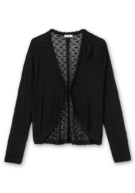sheego Kurze Ajour-Strickjacke mit Knopfverschluss - schwarz sheego Kostenloser Versand international