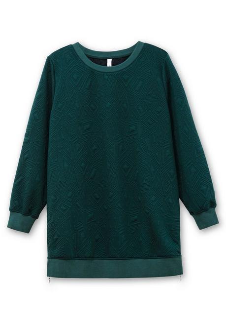 sheego Sweatshirt mit Steppmuster und seitlichen Zippern - tiefgrün sheego Fabrikladen