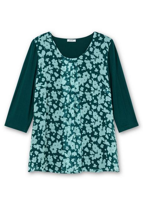 sheego 2-in-1-Blusenshirt mit bedrucktem Chiffon - tiefgrün gemustert sheego Begrenzt auf 3 Tage