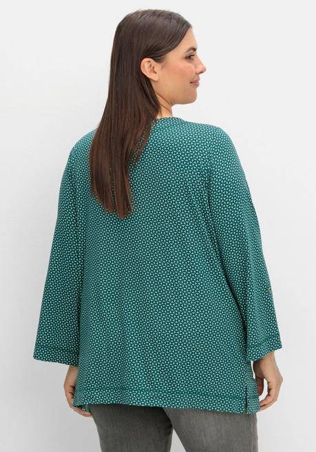 sheego 3/4-Arm-Shirt mit grafischem Minimaldruck - tiefgrün gemustert sheego Speichern exportieren