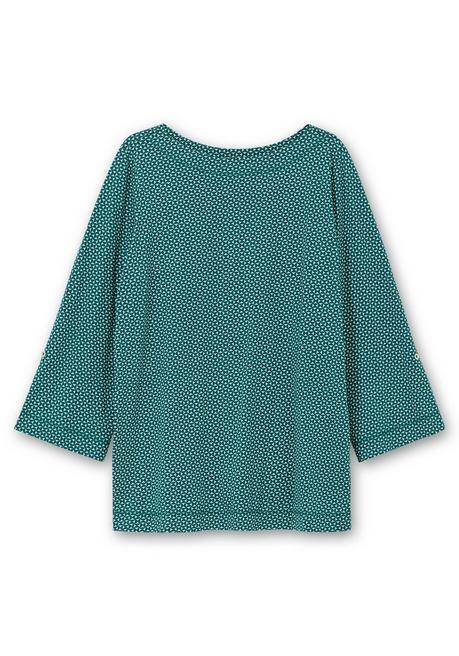 sheego 3/4-Arm-Shirt mit grafischem Minimaldruck - tiefgrün gemustert sheego Speichern exportieren