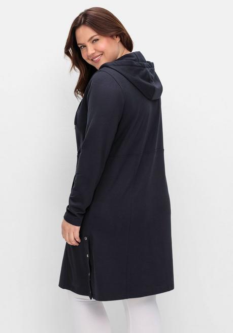 sheego Kapuzenkleid mit Seitenschlitzen und Knopfleiste - tiefblau sheego Im Verkauf