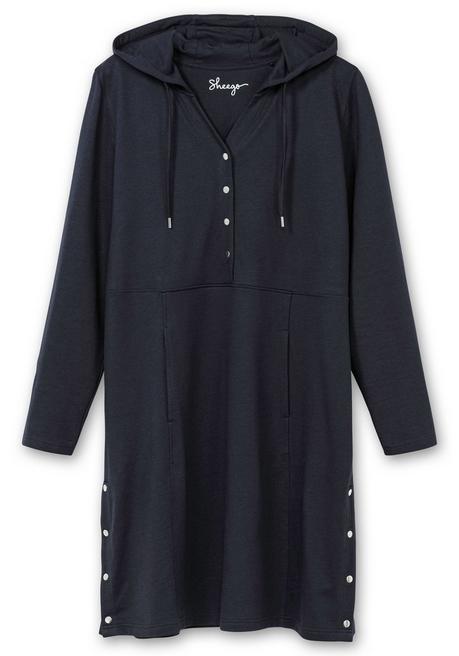 sheego Kapuzenkleid mit Seitenschlitzen und Knopfleiste - tiefblau sheego Im Verkauf