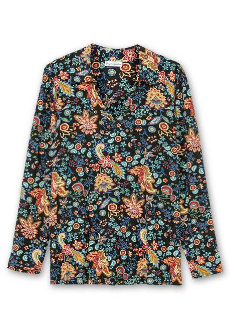 sheego by Joe Browns Langarmshirt mit Paisleyprint und Polokragen - schwarz gemustert sheego zollfrei