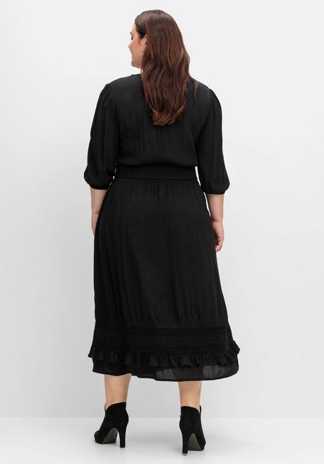 sheego by Joe Browns Maxikleid mit Volant, in Crinkle-Qualität - schwarz sheego Verkauf