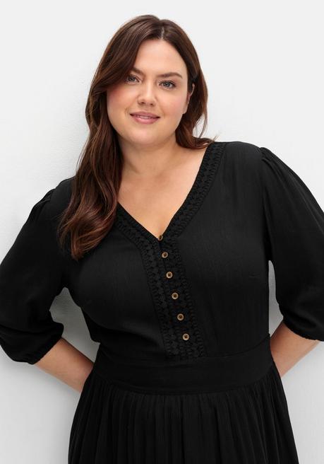 sheego by Joe Browns Maxikleid mit Volant, in Crinkle-Qualität - schwarz sheego Verkauf