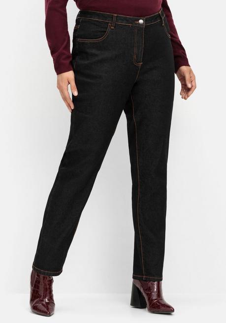sheego Gerade, innen weich angeraute Thermojeans - black Denim sheego im Angebot