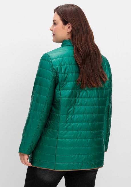 sheego Steppjacke mit Stehkragen und Kontrastdetails - tannengrün sheego Schlussverkauf