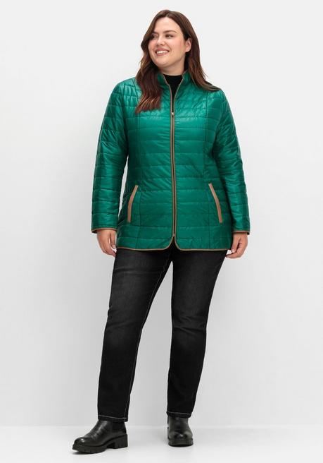 sheego Steppjacke mit Stehkragen und Kontrastdetails - tannengrün sheego Schlussverkauf