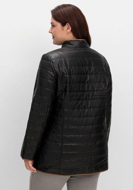 sheego Steppjacke mit Stehkragen und Kontrastdetails - schwarz sheego Fabrikverkauf