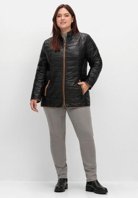 sheego Steppjacke mit Stehkragen und Kontrastdetails - schwarz sheego Fabrikverkauf