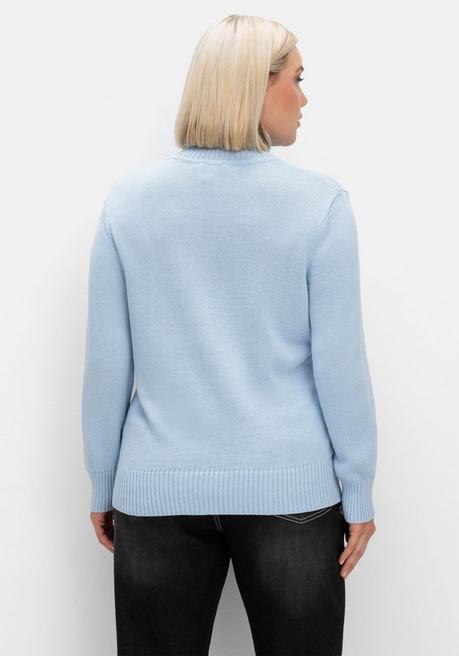 sheego Rollkragenpullover mit Rippbündchen - eisblau sheego Fabrik Onlineshop