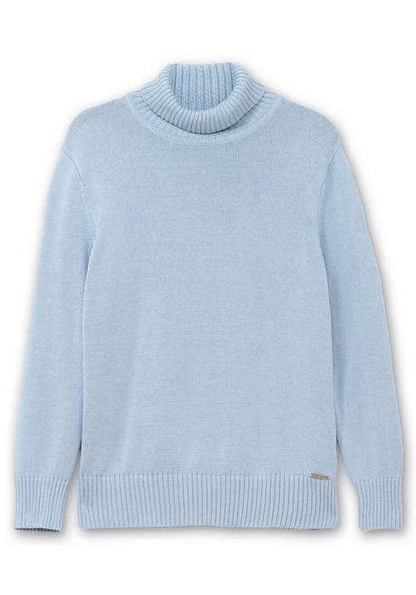 sheego Rollkragenpullover mit Rippbündchen - eisblau sheego Fabrik Onlineshop