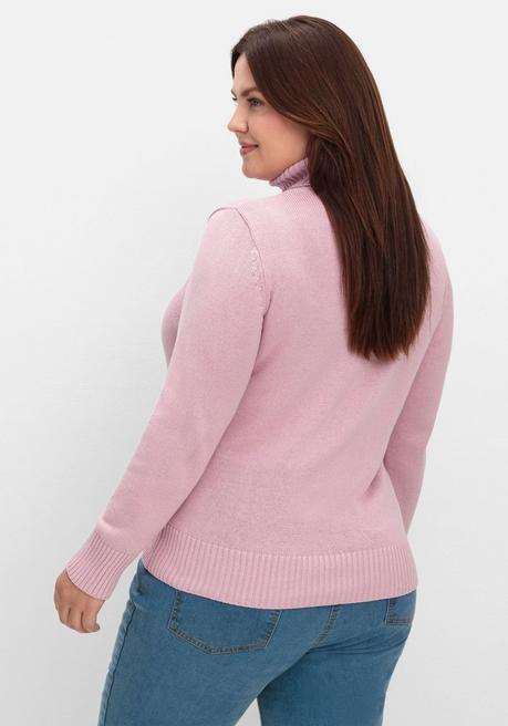 sheego Rollkragenpullover mit Rippbündchen - altrosé sheego Fabrikpreis