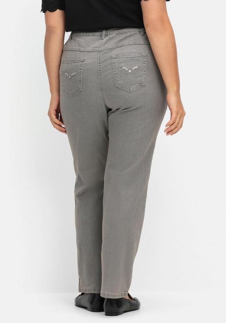 sheego Gerade Jeans mit seitlichem Stretchbund - grey Denim sheego Sonderangebot