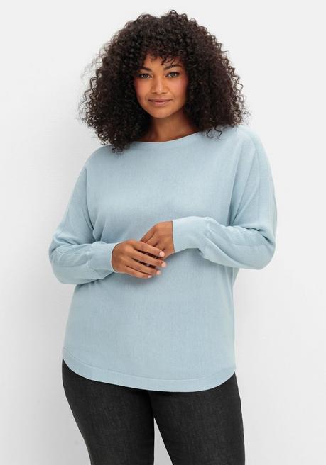 sheego Pullover mit U-Boot-Ausschnitt - hellblau sheego Rabatt
