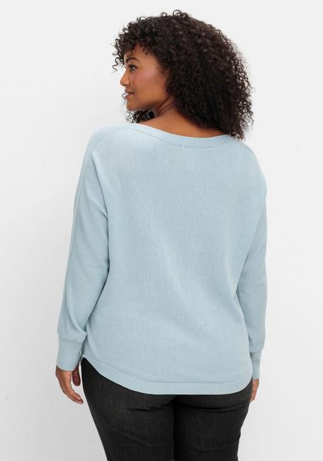 sheego Pullover mit U-Boot-Ausschnitt - hellblau sheego Rabatt