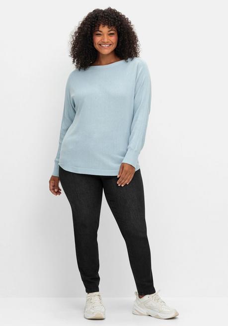 sheego Pullover mit U-Boot-Ausschnitt - hellblau sheego Rabatt