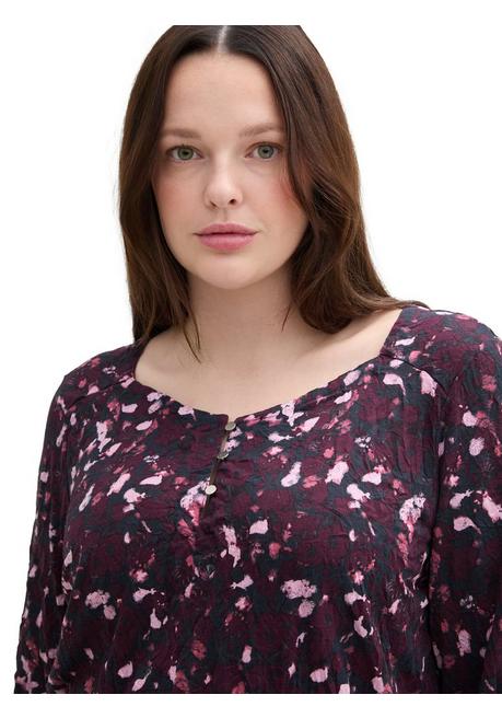 TOM TAILOR Plus Shirt in Crinkle-Optik, mit Gummizugsaum - beere gemustert sheego Online Shopping