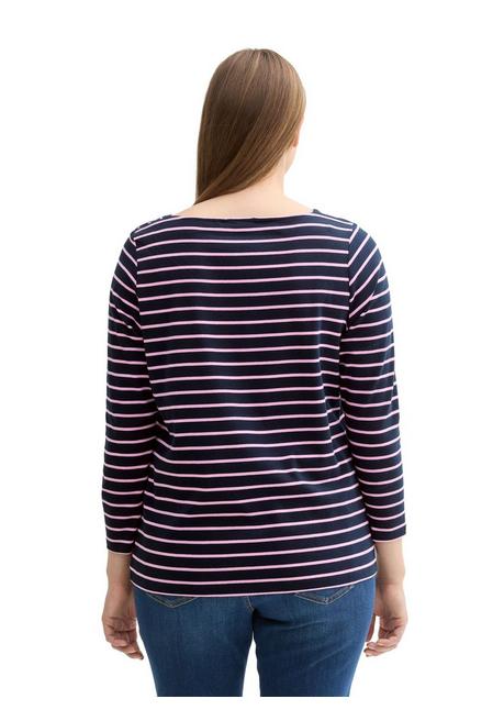 TOM TAILOR Plus Langarmshirt mit Ringeln und U-Boot-Ausschnitt - marine gestreift sheego Black Friday