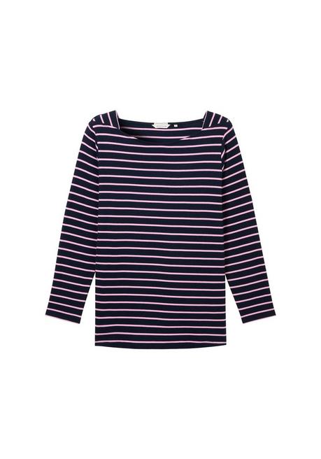 TOM TAILOR Plus Langarmshirt mit Ringeln und U-Boot-Ausschnitt - marine gestreift sheego Black Friday