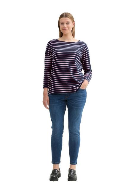 TOM TAILOR Plus Langarmshirt mit Ringeln und U-Boot-Ausschnitt - marine gestreift sheego Black Friday