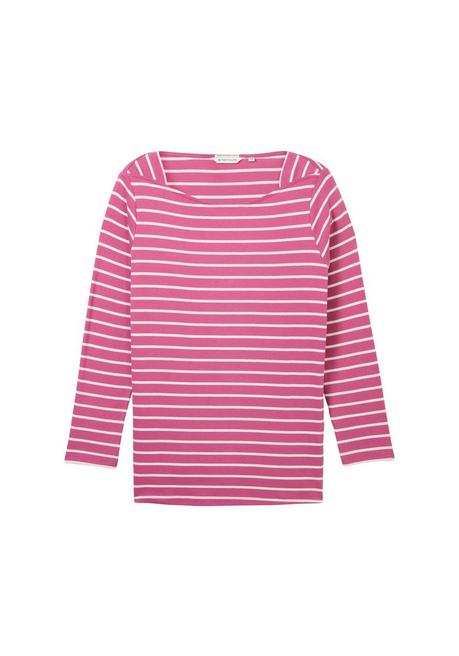 TOM TAILOR Plus Langarmshirt mit Ringeln und U-Boot-Ausschnitt - rosé gestreift sheego Cyber Monday